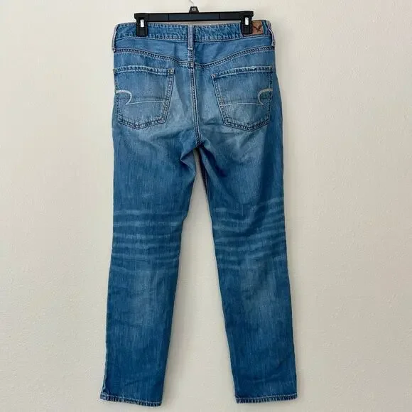 American Eagle Tomgirl Distressed Patchwork Straight leg Jeans grunge skater 6 - Picture 11 of 14